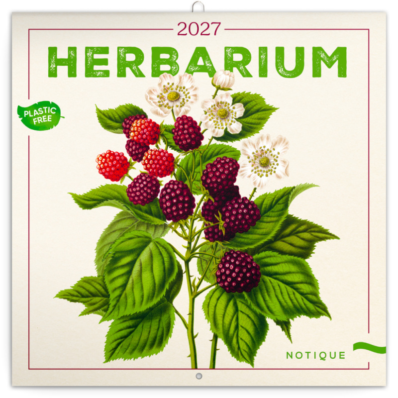 NOTIQUE Poznámkový kalendár Herbár Plastic FREE 2027, PLASTIC FREE, 30 x 30 cm