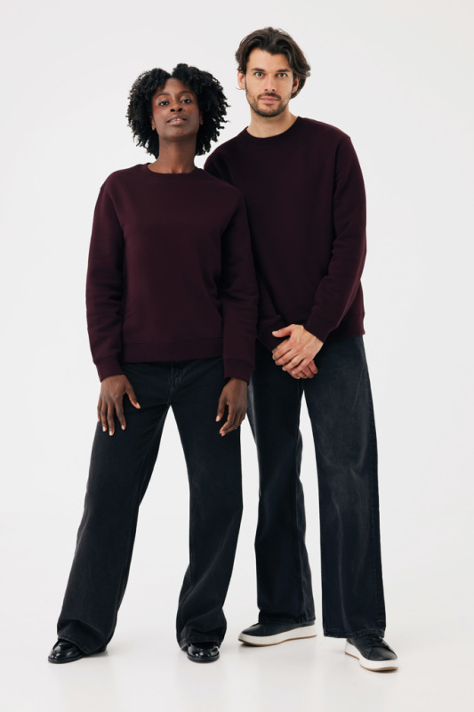 IQONIQ Toria Unisex mikina s okrúhl. výstrihom z rec. bavlny merlot M 17