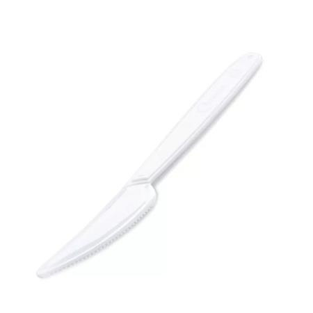 . Nôž, plastový, opakovane použiteľný, 18 cm, 50 ks, "Premium", biely