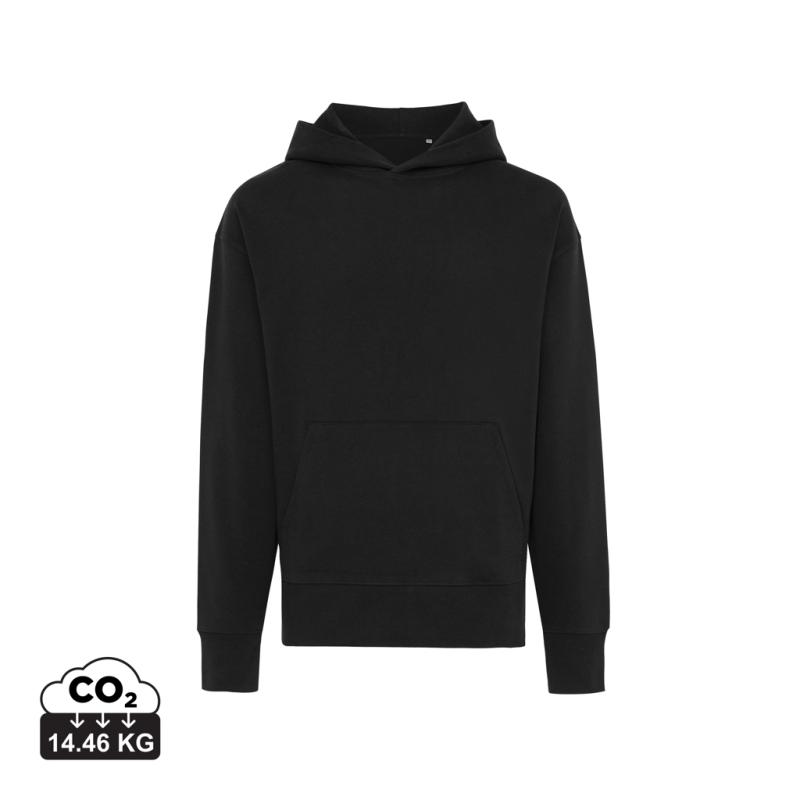 Mikina s kapucňou Iqoniq Yoho relaxed fit z recykl. bavlny čierna XXXL