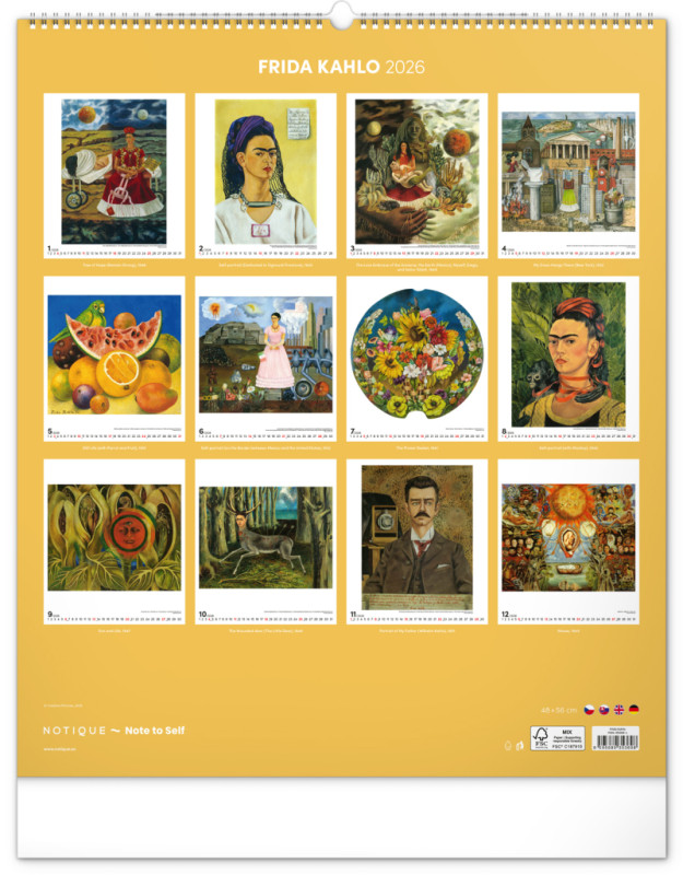 NOTIQUE Nástenný kalendár Frida Kahlo 2026, 48 x 56 cm 13