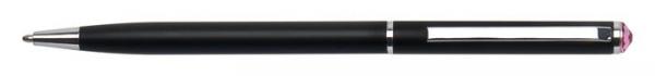 Guľôčkové pero, s ružovým krištáľom SWAROVSKI®, 13 cm, ART CRYSTELLA, čierne