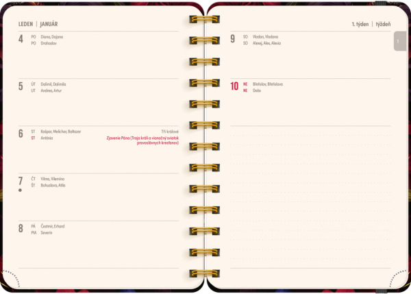 NOTIQUE Špirálový 18-mesačný diár Petito – Rudé kvety 2026/2027, 13 x 18 cm 1