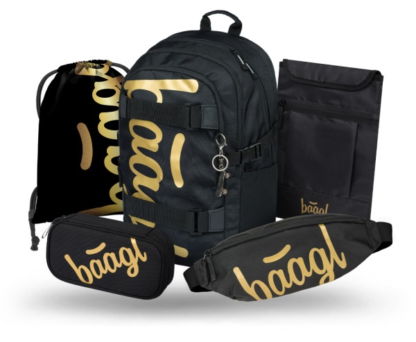 BAAGL SADA 5 Skate Gold: batoh, peračník, vrecko, ľadvinka, obal na notebook