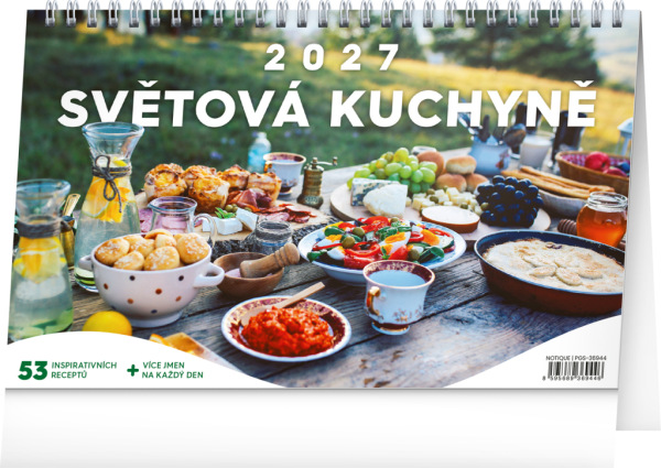 NOTIQUE Stolový kalendár Svetová kuchyňa CZ 2027, 23,1 x 14,5 cm