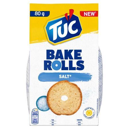 Chrumkavé chlebíčkové chipsy, 80 g, TUC "Bake Rolls", slané