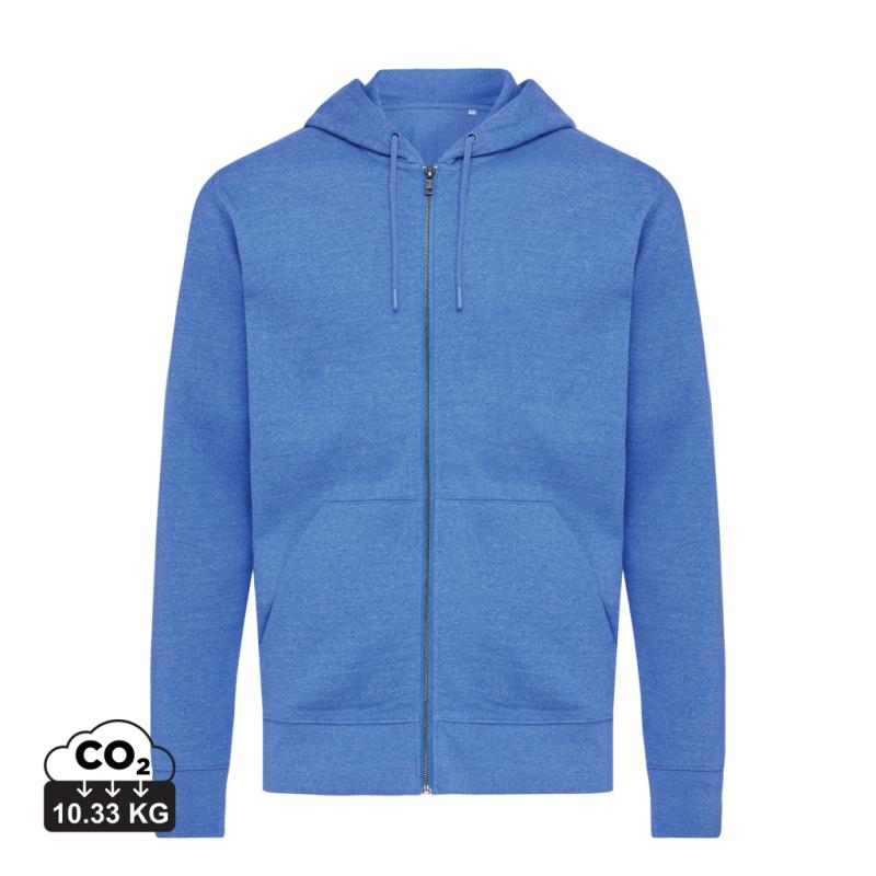 Mikina na zips s kapucňou Iqoniq Abisko z recykl. bavlny heather blue S