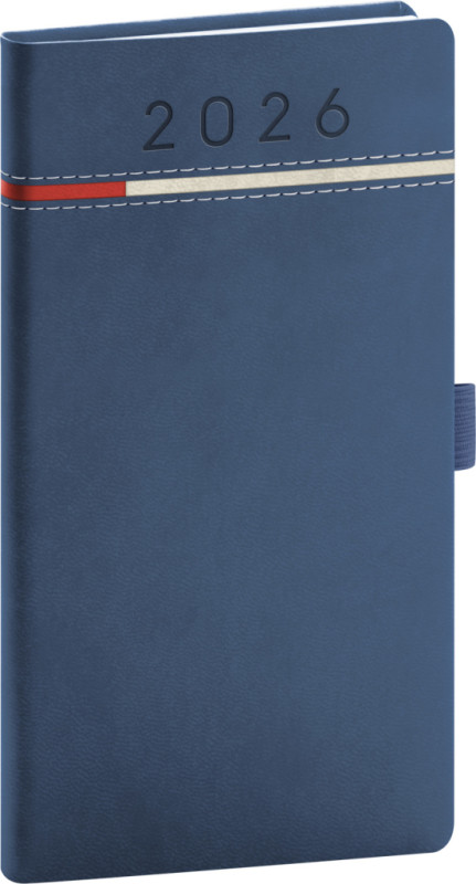 NOTIQUE Vreckový diár Tomy 2026, modro-červený, 9 x 15,5 cm