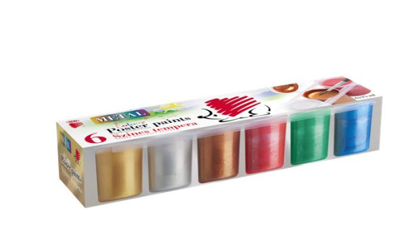 Tempera, v tégliku, ICO "Süni", 6 rôznych kovových farieb 2