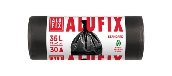 Vrecia na odpadky, 35 l, 30 ks, 53x60 cm, 10 µ, ALUFIX, čierne 1