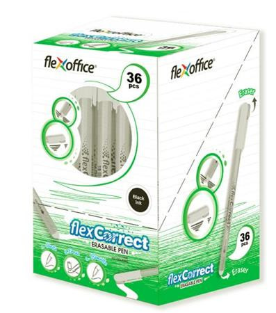 Gélové pero, 0,25 mm, s vrchnákom, gumovateľné, FLEXOFFICE "FlexCorrect", modrá 1