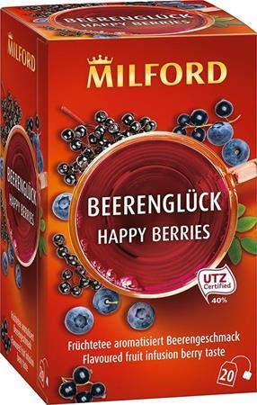 Ovocný čaj, 20x2,5 g, MILFORD "Happy berries", bobuľové ovocie