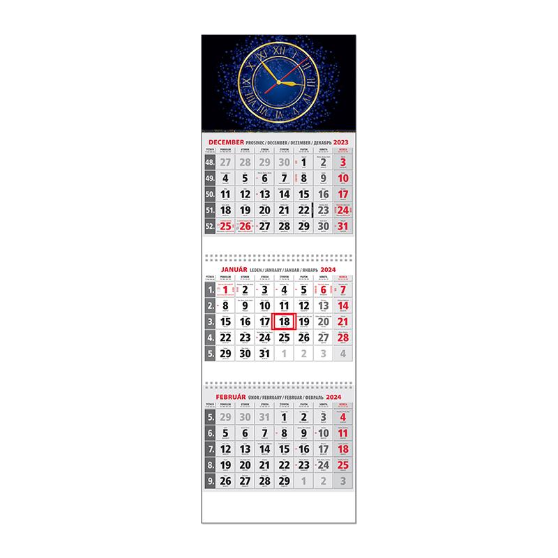 Plánovací kalendár KLASIK 3M sivý 2024  Hodinky QL