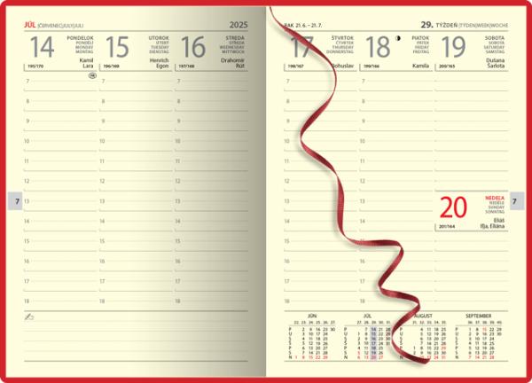 Pracovný diár A5 - FOLK červený 2025
