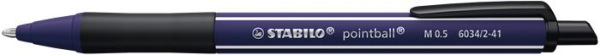 Guľôčkové pero, 0,5 mm, stláčací mechanizmus, farba tela: ultramarine, STABILO "Pointball 1