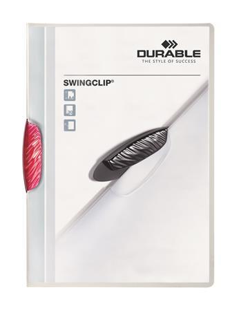 Rýchloviazač, s klipom, A4, DURABLE "Swingclip® 30", ružová 1