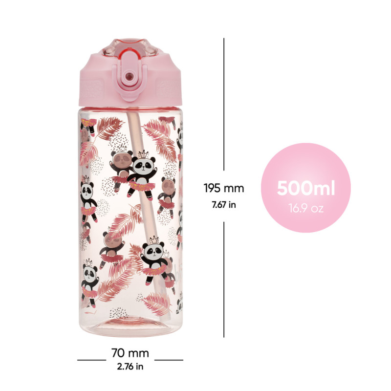 BAAGL Tritanová fľaša na nápoje so slamkou Panda, 500 ml 4