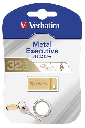 USB kľúč, 32GB, USB 3.0,  VERBATIM "Executive Metal", zlatá