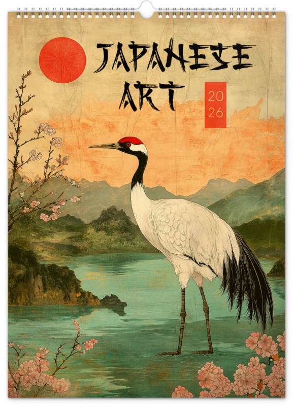 NOTIQUE Nástenný kalendár Vintage plagáty – japonské umenie 2026, 33 x 46 cm