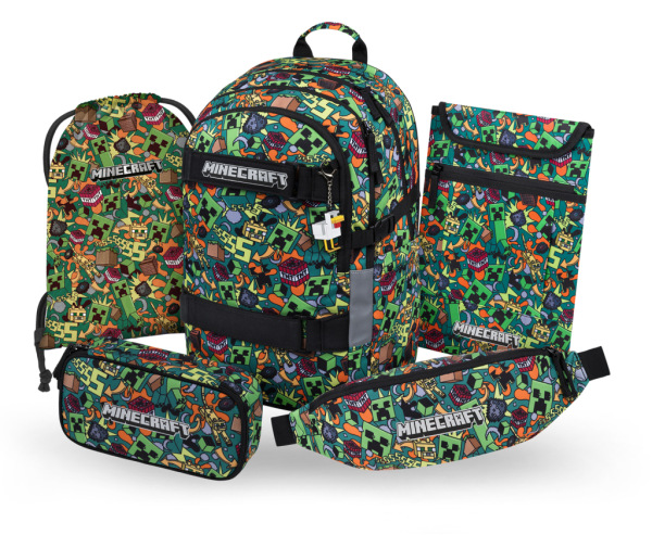 BAAGL SADA 5 Skate Minecraft Chaos: batoh, peračník, vrecko, ľadvinka, obal na notebook