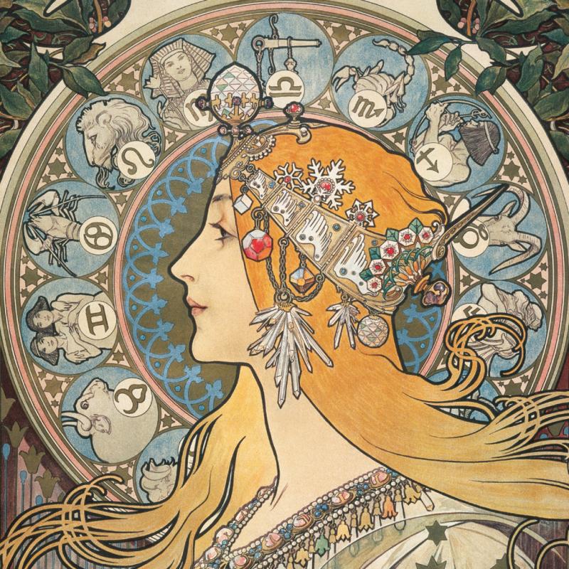 NOTIQUE Poznámkový kalendár Alfons Mucha 2025, 30 x 30 cm