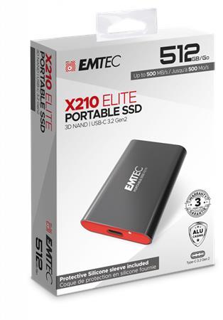 SSD (vonkajšia pamäť), 512GB, USB 3.2, 500/500 MB/s, EMTEC "X210"