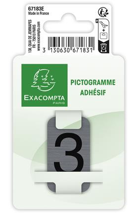 Informačná tabuľka, samolepiaca, 2,5x4,4 cm, hliníkový vzhľad, EXACOMPTA, č. 3 2