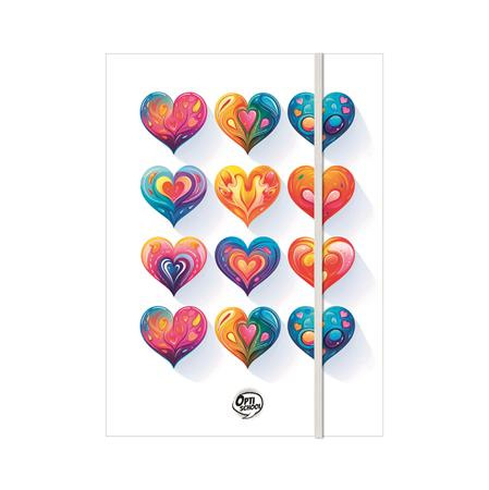 Doska s gumičkou, kartón, A4, OPTISCHOOL "Love"