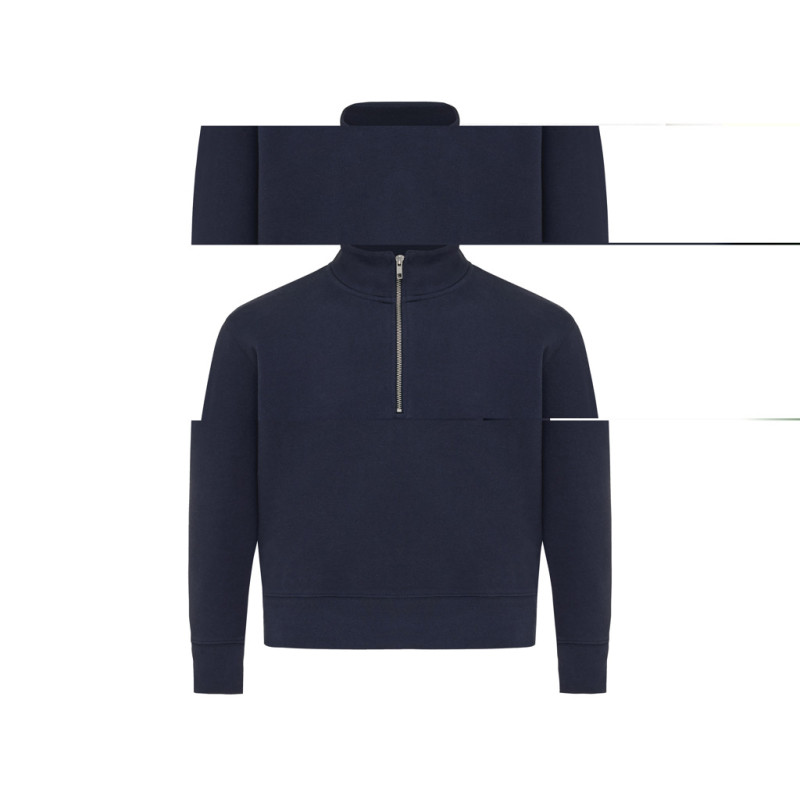 IQONIQ Elgon sveter s krátkym zipsom z recyklovanej bavlny námornícka modrá 4XL