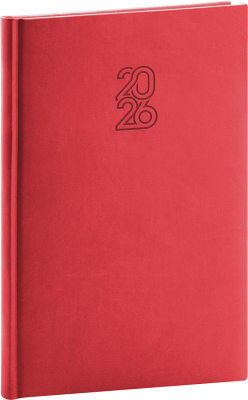 NOTIQUE Týždenný diár Aprint 2026, červený, 15 x 21 cm