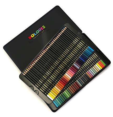 Farebné ceruzky, sada, trojhranné, kovová krabica, KORES "Kolores Selection", 72 rôznych f