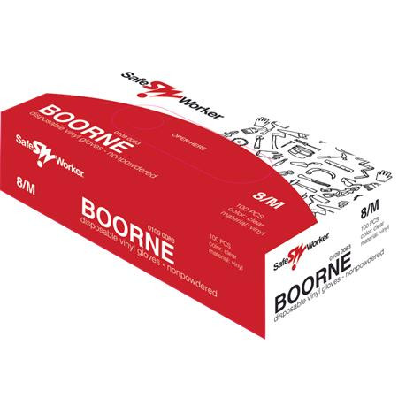. Ochranné rukavice, jednorazové, vinylové, veľkosť M/8, nepudrované, "Boorne" 2