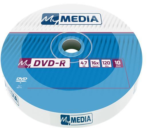 DVD-R disk, 4,7 GB, 16x, 10 ks, zmršťovacie balenie, MYMEDIA