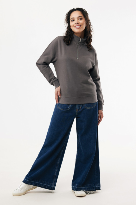 IQONIQ Elgon sveter s krátkym zipsom z recyklovanej bavlny antracitová XL 9