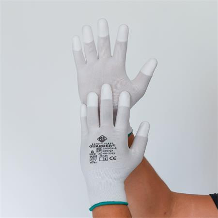 . Ochranné rukavice, s karbónovým vláknom, končeky prstov potiahnuté PU, veľkosť M, bielo-si 1