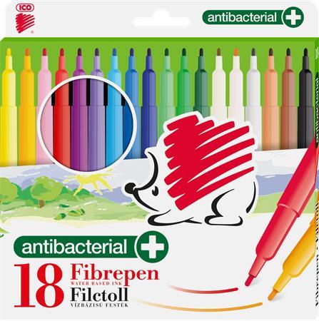 Fixky, sada, 1 mm, antibakteriálne, ICO "Ježko 300", 18 rôznych farieb