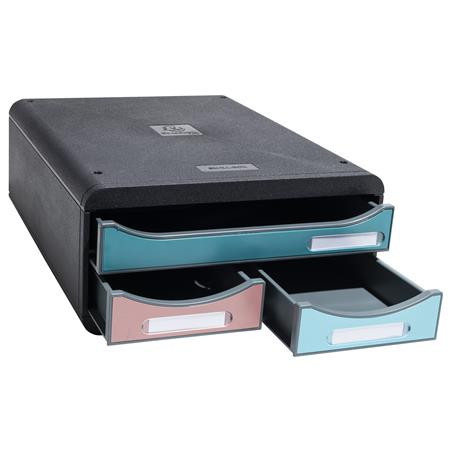 Úložný box na dokumenty, plastový, 3-zásuvkový, EXACOMPTA "Smallbox Skandi", farebný 3