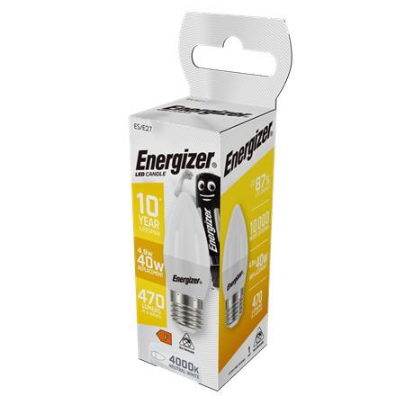 LED žiarovka, E27, sviečka, 4,9W (40W), 470lm, 4000K, ENERGIZER 1