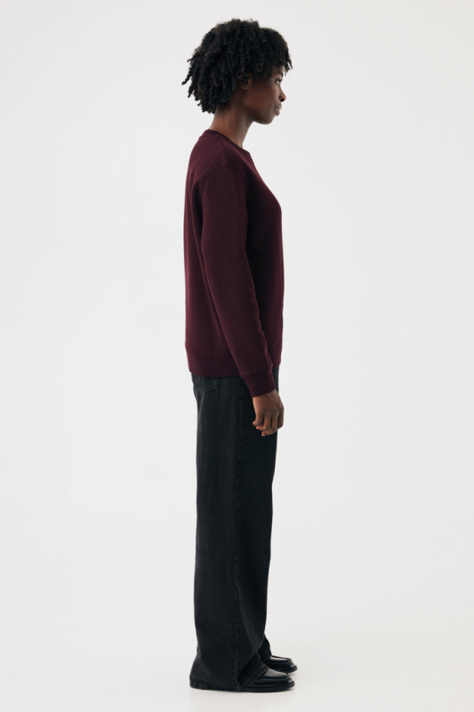 IQONIQ Toria Unisex mikina s okrúhl. výstrihom z rec. bavlny merlot M 13