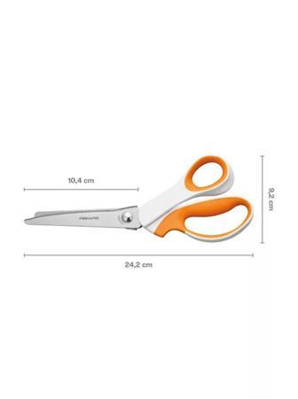 Nožnice, cikcak, 24,2 cm, FISKARS "SoftGrip™", biela/oranžová