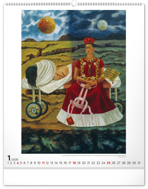 NOTIQUE Nástenný kalendár Frida Kahlo 2026, 48 x 56 cm 1