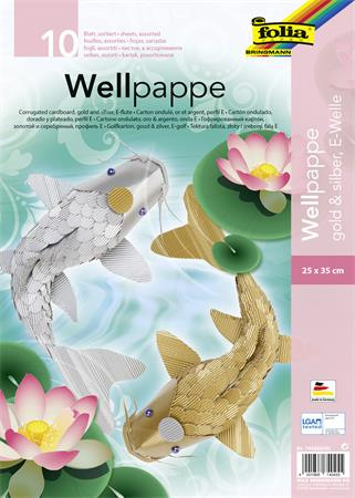 Vlnitý kartón, 25x35 cm, 10 listov, FOLIA, zlatá a strieborná farba 1