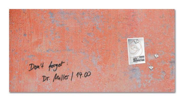 Magnetická sklenená tabuľa, 91x46x1,5 cm, SIGEL "Artverum® ", vzor steny, červená