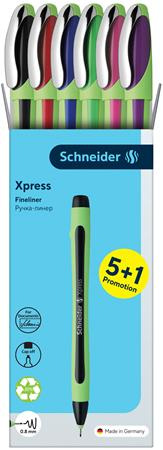Liner, sada, 0,8 mm, SCHNEIDER "Xpress", 6 rôznych farieb 1