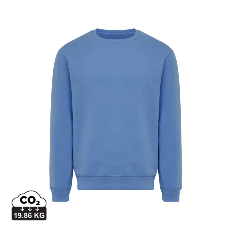 IQONIQ Toria Unisex mikina s okrúhl. výstrihom z rec. bavlny moon blue S