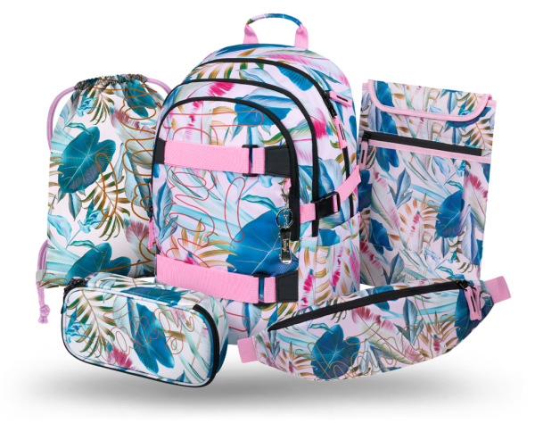 BAAGL SADA 5 Skate Leafs: batoh, peračník, vrecko, ľadvinka, obal na notebook