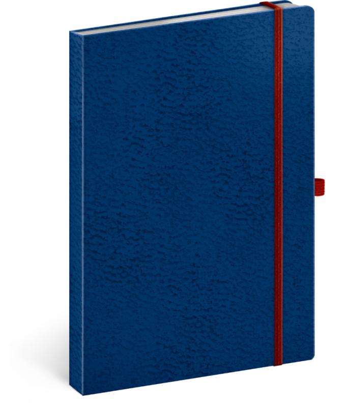 NOTIQUE Notes Vivella Classic modrý/červený, linajkovaný, 15 x 21 cm