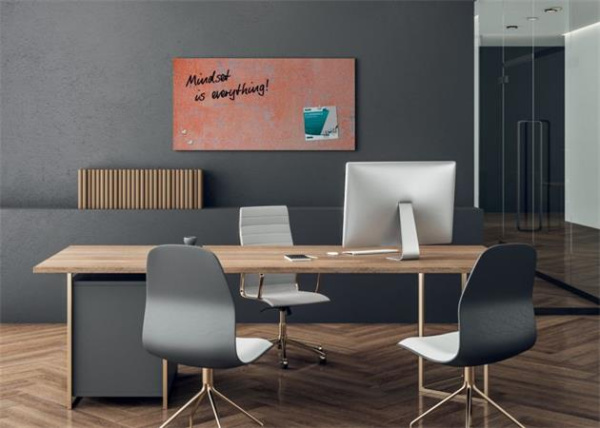 Magnetická sklenená tabuľa, 91x46x1,5 cm, SIGEL "Artverum® ", vzor steny, červená 3