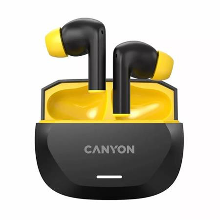 Slúchadlá TWS bezdrôtové Bluetooth 5.4, CANYON „Hexagon 7“, čierno-žlté