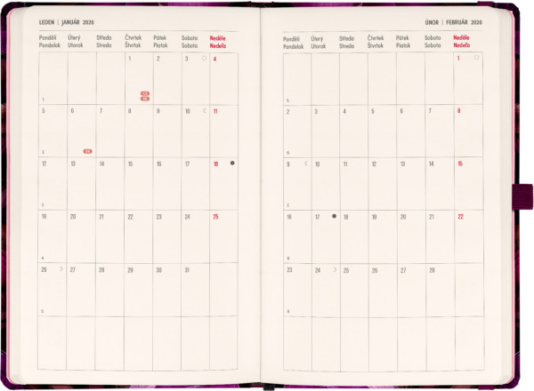 NOTIQUE Planbook diár/notes Fialové kvety 2026, 13 x 21 cm 5